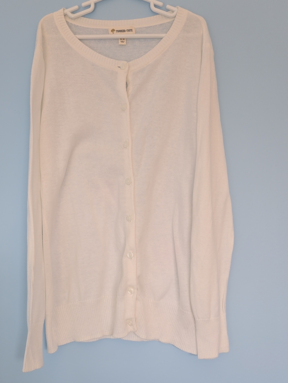 Tucker + Tate White Button-Front Women's Cardigan Cotton Sweater Girls XL 16